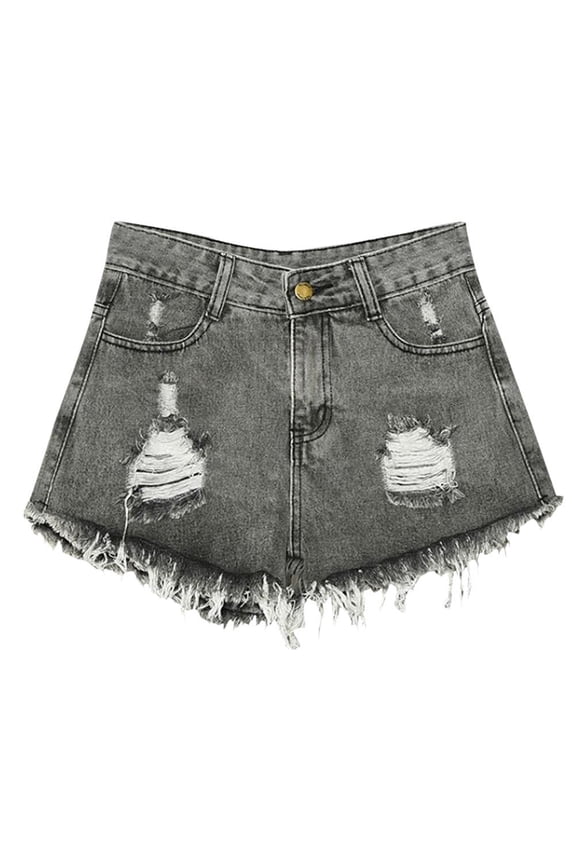 Women's Casual High Rise Denim Shorts Stretch Ripped Raw Hem Jean Shorts Plus Size Summer Hot Pants S-6XL