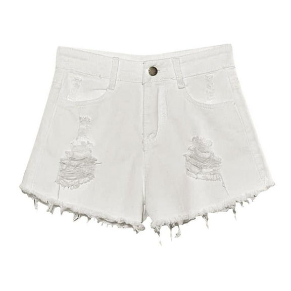 Spdoo Women's Casual High Rise Denim Shorts Stretch Ripped Raw Hem Jean Shorts Plus Size Summer Hot Pants S-6XL