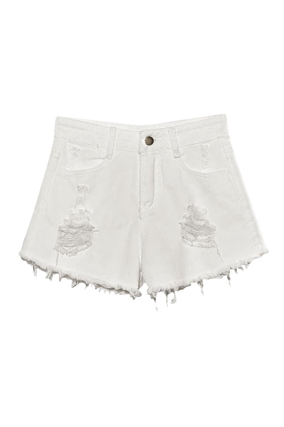 Women's Casual High Rise Denim Shorts Stretch Ripped Raw Hem Jean Shorts Plus Size Summer Hot Pants S-6XL