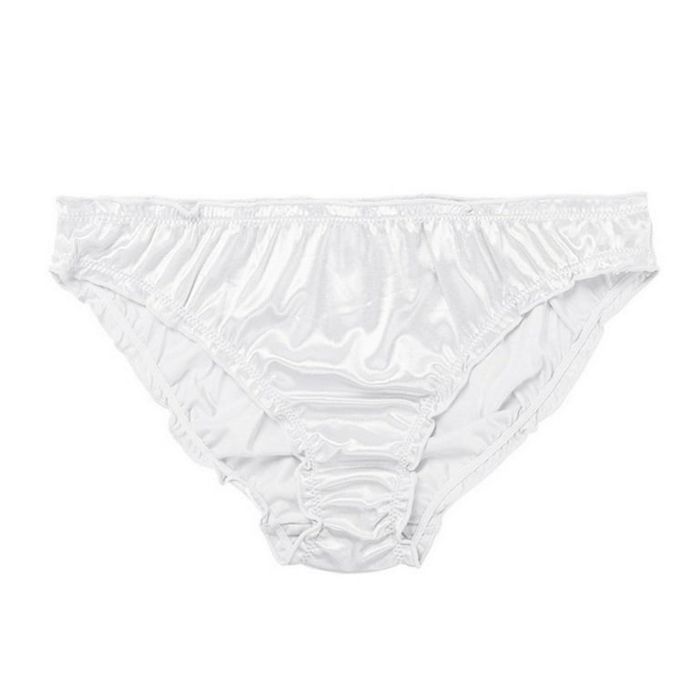 Spdoo Women's Frill Trim Satin Underwear Low-Waist Bikini Briefs