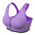 thumbnail image 1 of Women's Front Zipper Sport Bra, Breathable Fitness Yoga Workout Sports Tops(Purple,2XL), 1 of 8