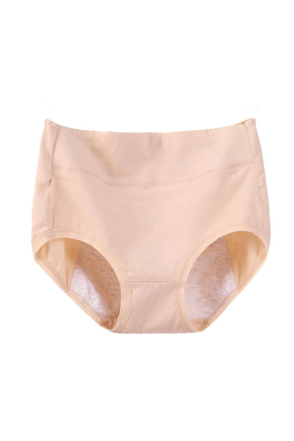 Women's High Waisted Cotton Underwear Breathable Physiological Pants Ladies Soft Full Briefs Panties Regular & Plus Size, Skin XL