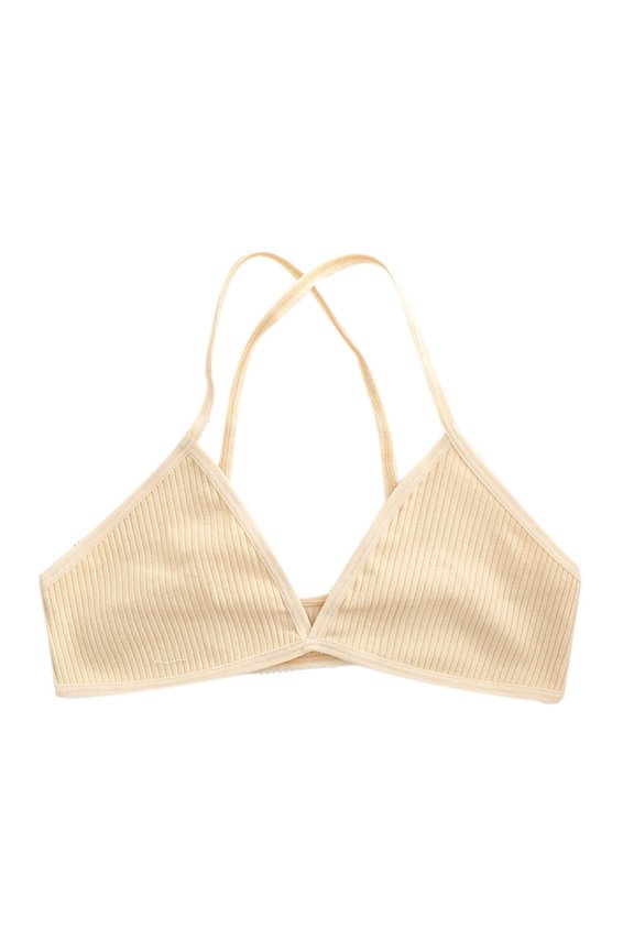 Popvcly Women’s Modern Cotton Lightly Lined Triangle Unlined Bra Bralette,Apricot XL