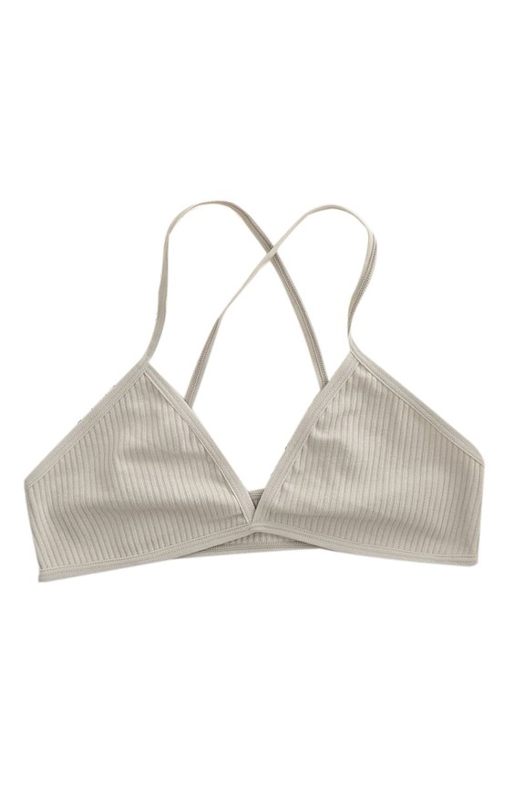 Popvcly Women’s Modern Cotton Lightly Lined Triangle Unlined Bra Bralette,Gray S