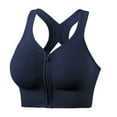 thumbnail image 1 of Spdoo Women's Zip Front Closure Sports Bra Wirefree Post-Surgery Bra Padded Racerback Workout Gym Yoga Bras,Navy Blue S, 1 of 7
