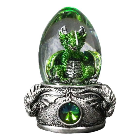 Speak No Evil Green Wyrmling Dragon In Colorful LED Acrylic Glass Egg Figurine