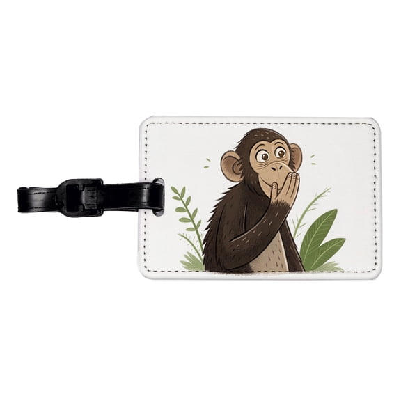 Speak No Evil Monkey Funny Faux Leather Travel Luggage Tag