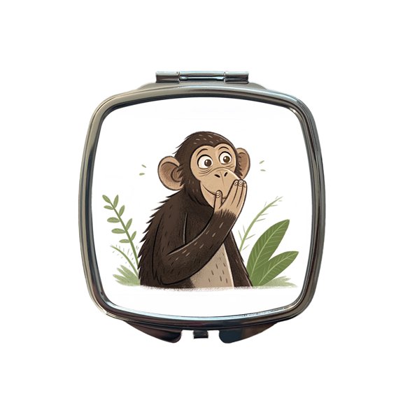 Speak No Evil Monkey Funny Travel Makeup Handbag Purse Small Pocket Compact Mirror