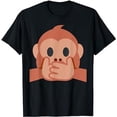 thumbnail image 1 of Speak No Evil Monkey Iwazaru Emoticon T-Shirt, 1 of 5