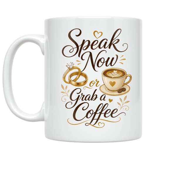 Speak Now or Grab a Coffee - Wedding Speaker - 11 oz Ceramic Coffee Mug