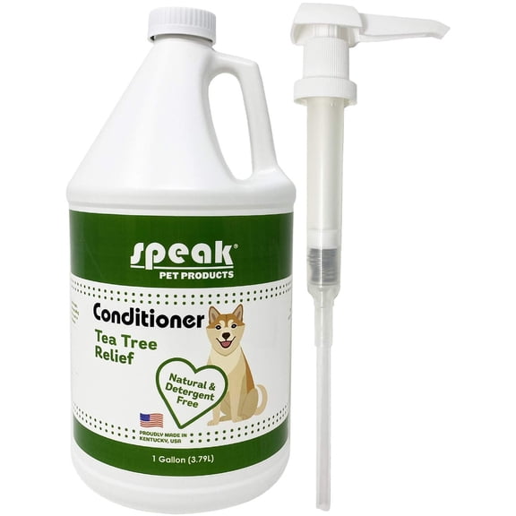 Speak Pet Products Natural Leave-in Conditioning Dog Spray Refill with Pump, Tea Tree Relief, 1 Gallon
