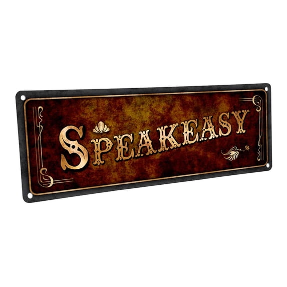 Speakeasy 4"x12" Metal Sign, Wall Décor for Home and Office