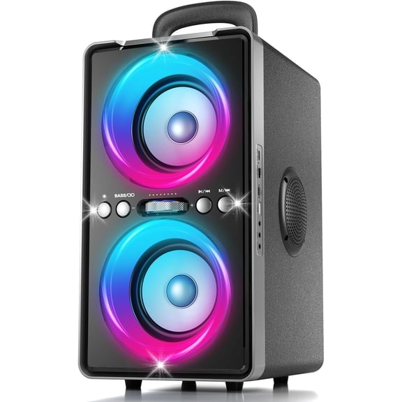 Speaker, 200W Loud Stereo with Big Bass, 20H Playtime, TWS, , Portable Handle, Large Boombox Bocina with LED Light for Party Outdoor Backyard Camping