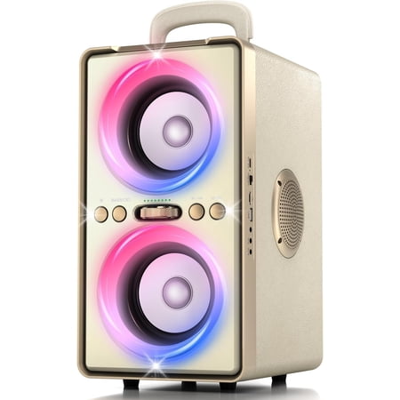 Speaker, 240W Loud Party Speaker with Big Bass, 20H Playtime, TWS, BT5.3, Large Portable Boom Box with LED Light for Outdoor Backyard Beach (Leather White)