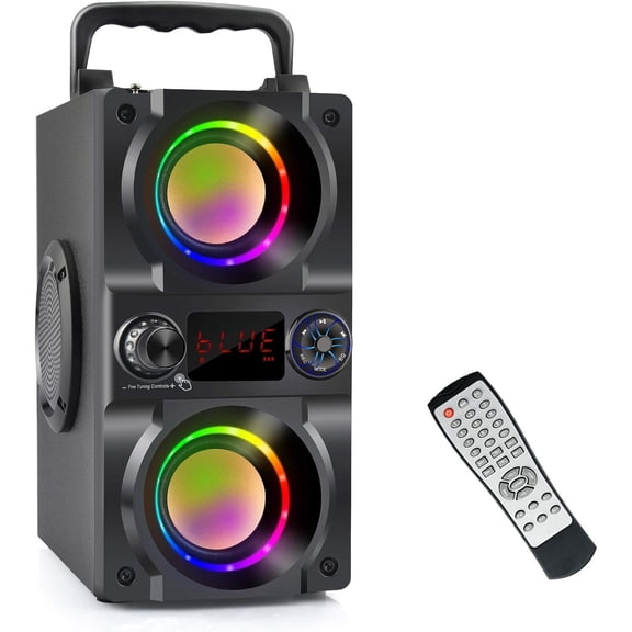 Speaker, 40W (60W ) Portable Speaker with Colorful Lights, Double Subwoofer Heavy Bass, FM Radio, MP3 Player, 5.0, Loud Stereo speakers for Outdoor Party Camping