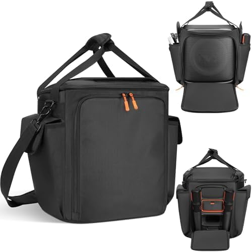 Speaker Bag Compatible with JBL Partybox Encore Essential 2 / Essential, Speaker Carrying Case Soft Padded Compatible with Encore 2 / Encore, Speaker Travel Gig Bag with Multi-pocket & Shoulder Strap