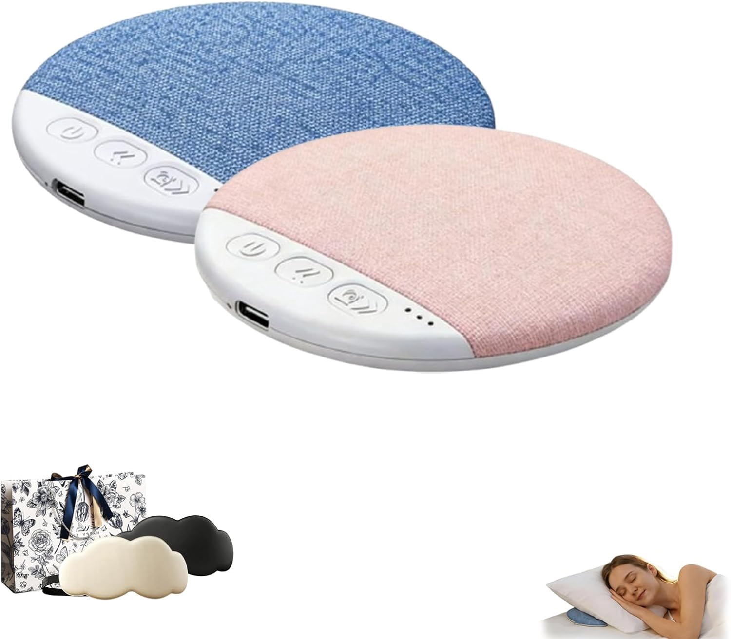 Speaker Clearance! 2026 2PCS Sleep Pillow Bluetooth Speaker, Protable Wireless Pillow Speaker with White Noise Timer Sleep Aid with Stereo Bass Private Sleep Headphones for Ki*ds Women Men(Blue+Pink)