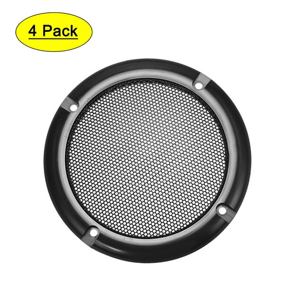 Speaker Grill Cover 4 Inch 124mm Mesh Decorative Circle Subwoofer Protector Black 4pcs