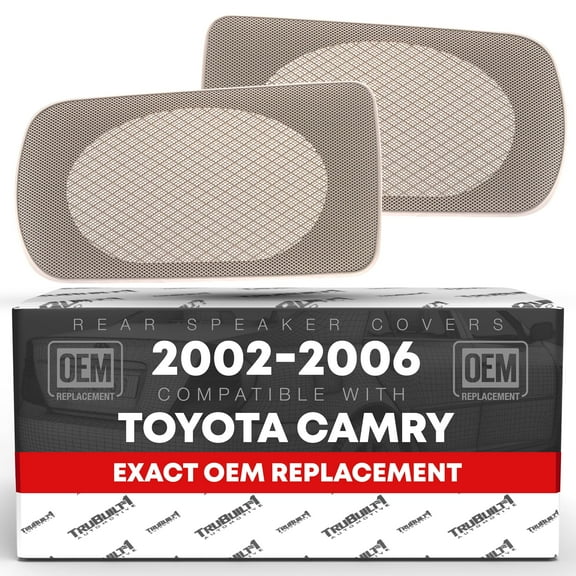 Speaker Grille Replacement Set, Left and Right Side - Compatible with 2002-2006 Toyota Camry - Rear Speaker Grille Cover, Beige - OEM 04007-521AA-E0