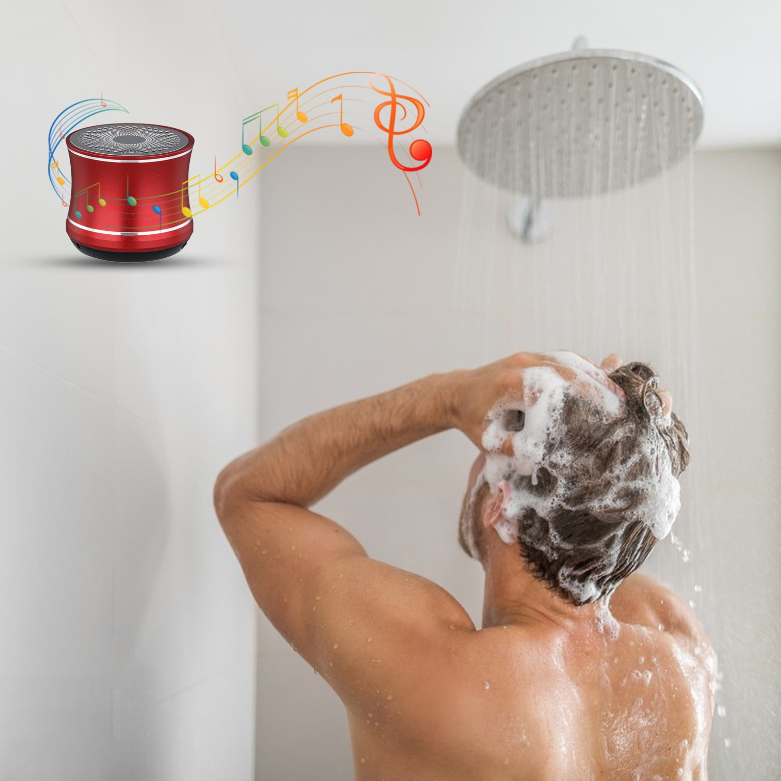 Speaker Ozmmyan Bluetooth Shower Speaker With Color Light Handsfree