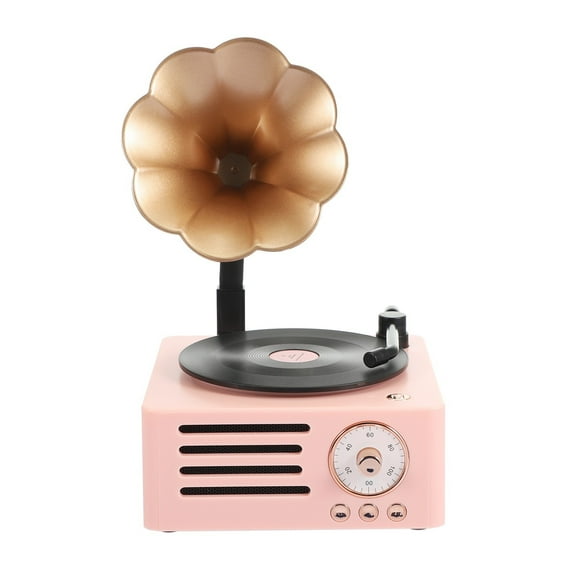Speaker Retro Vinyl Phonograph Stereo Desktop Wireless Creative Rotary Speaker Girls Gifts ,Higher Definition Picture