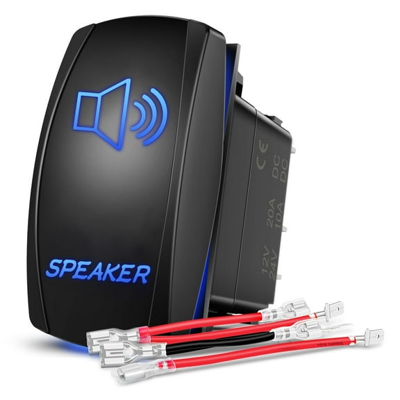 Speaker Rocker Switch Led Light Bar 5 Pin Laser On Off SPST switches 20A/12V 10A/24V Blue with Jumper Wires Set for Cars Trucks Boats ATVs UTVs RVs