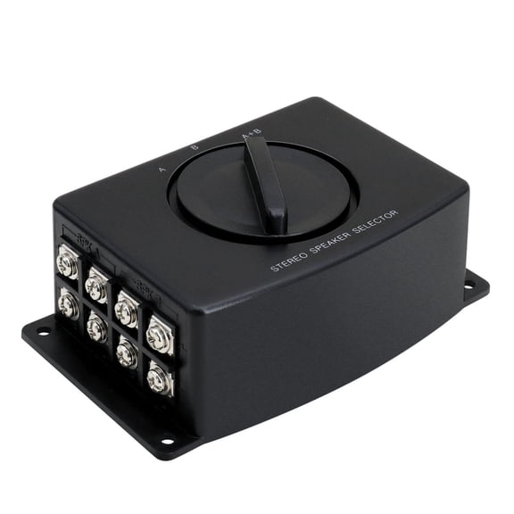 TNP Speaker Selector Switch Box - 2 Way Channel Stereo Speaker Splitter with A/B/AB Control Switcher, Screw Down Terminals Connector, Up to 10W Max Per Channel