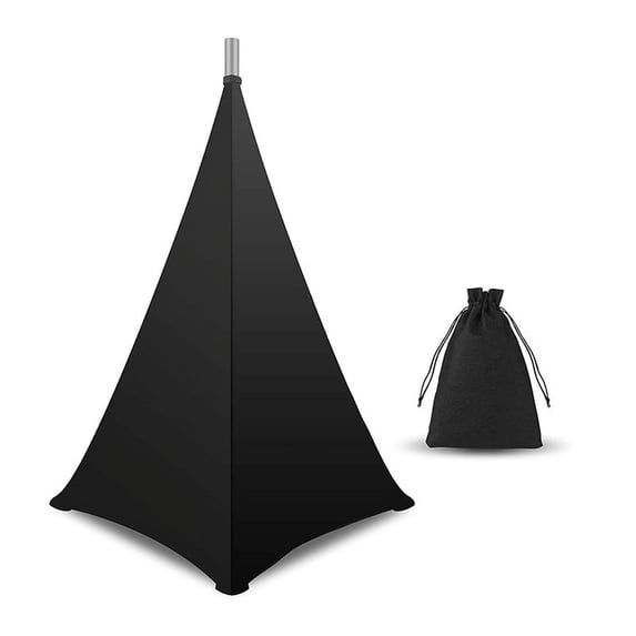 Speaker Stand Cover, DJ Speaker Stand Tripod Scrim with Carry Bag, Black Cover for Wedding, Stage