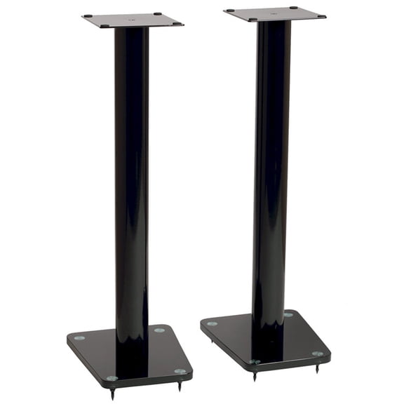 Speaker Stand Pair, Gloss Black Finish, 32 Inch Height, Non-Adjustable