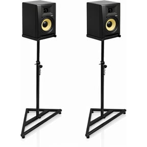 Speaker Stand Pair, Height Adjustable 31"–46" Floor Speaker Stands for Satellite, Studio & Bookshelf Speakers, Heavy-Duty Surround Sound Speaker Stand with Anti-Slip Base, Metal Speaker Stands, Black