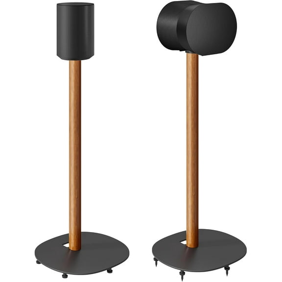 Speaker Stands Pair for SONOS Era 100 and Era 300,11LBS Capacity,30.6" Fixed Height Floor Stand with Cable Management,Large Base with Two Feet Avaliable,Wooden Speaker Mount,Black