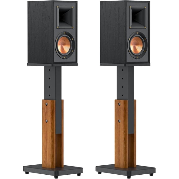 Height Adjustable Speaker Stands Pair for Studio Monitor & Bookshelf Speaker Stands-Wood Grain Floor Speaker Stands for Klipsch, ELAC, JBL, KEF, Edifier Surround Sound Speaker Stand Up to 50 Lbs