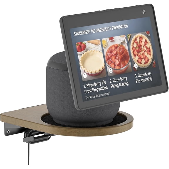 Speaker Wall Mount for Echo Show 10 3rd Gen/Echo Show 8 4th Gen/Echo Show 11 Mount, Wooden Speaker Shelf Wall Mount for Alexa Echo Show Wall Mount with Cable Management Up to 15 Lbs, 1 Pack