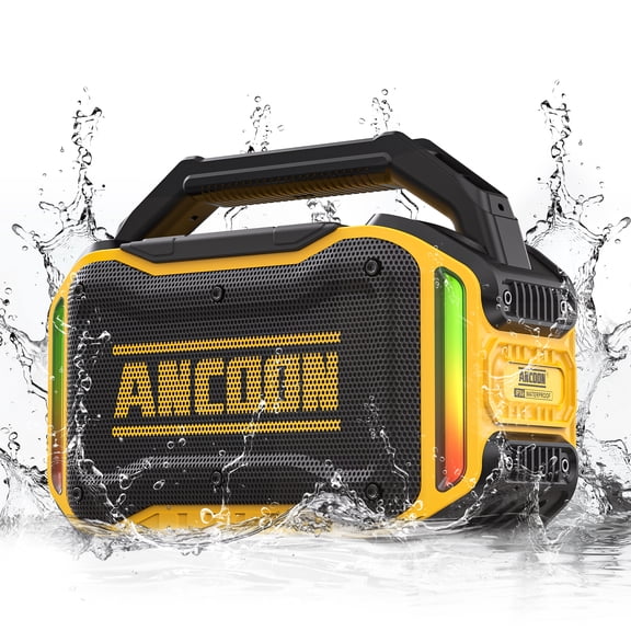 Speakers Bluetooth Wireless: 80W(Peak) Loud Speaker with Bass, 20H Playtime, IPX6 Waterproof, Large Jobsite Speakers for Work, Outdoor, Workshop, Garage, Portable Speaker with TWS (Yellow)