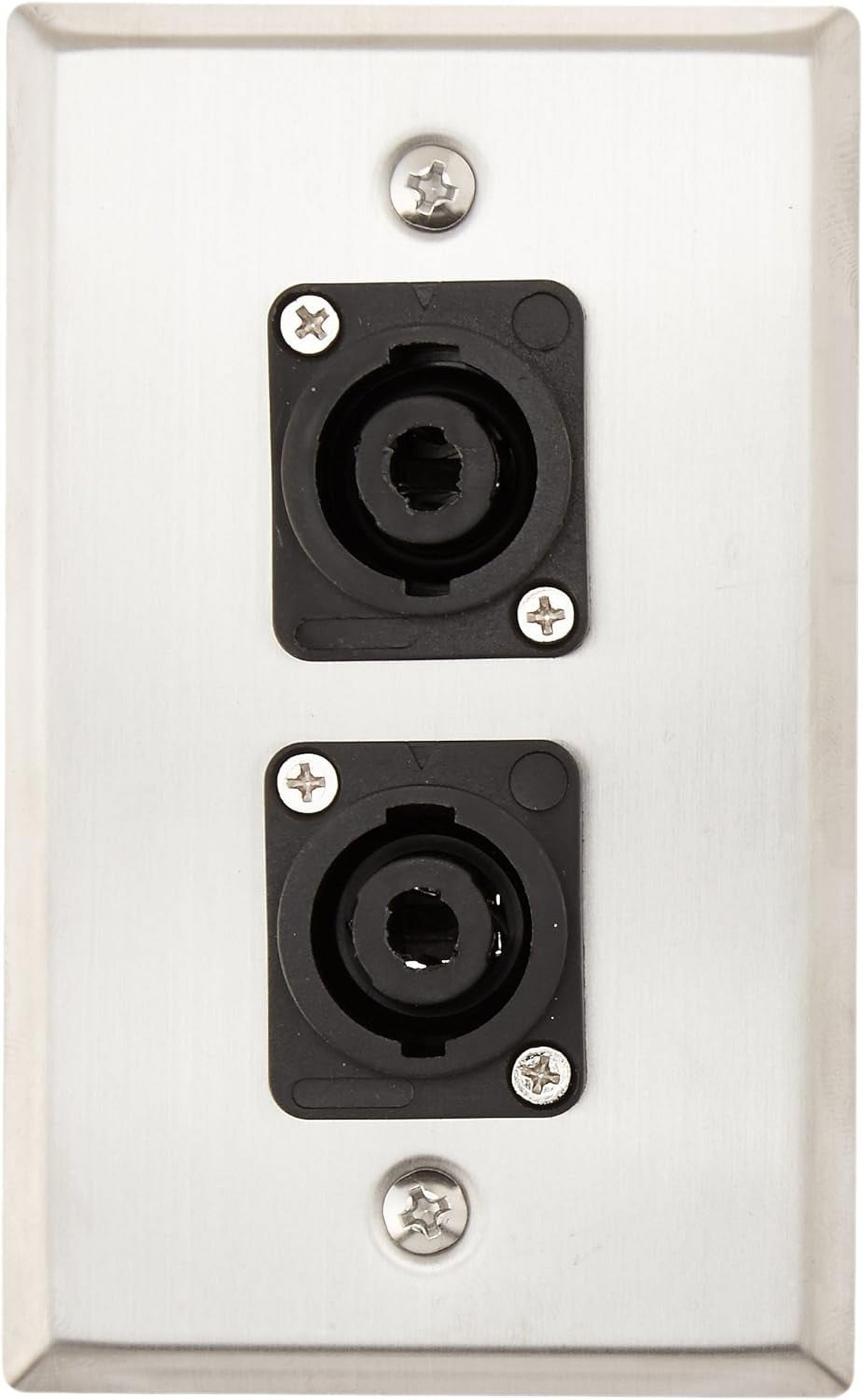 Speakers Dual 4 Pole Speakon Connector Wall Plate, Stainless Steel Wall Plate