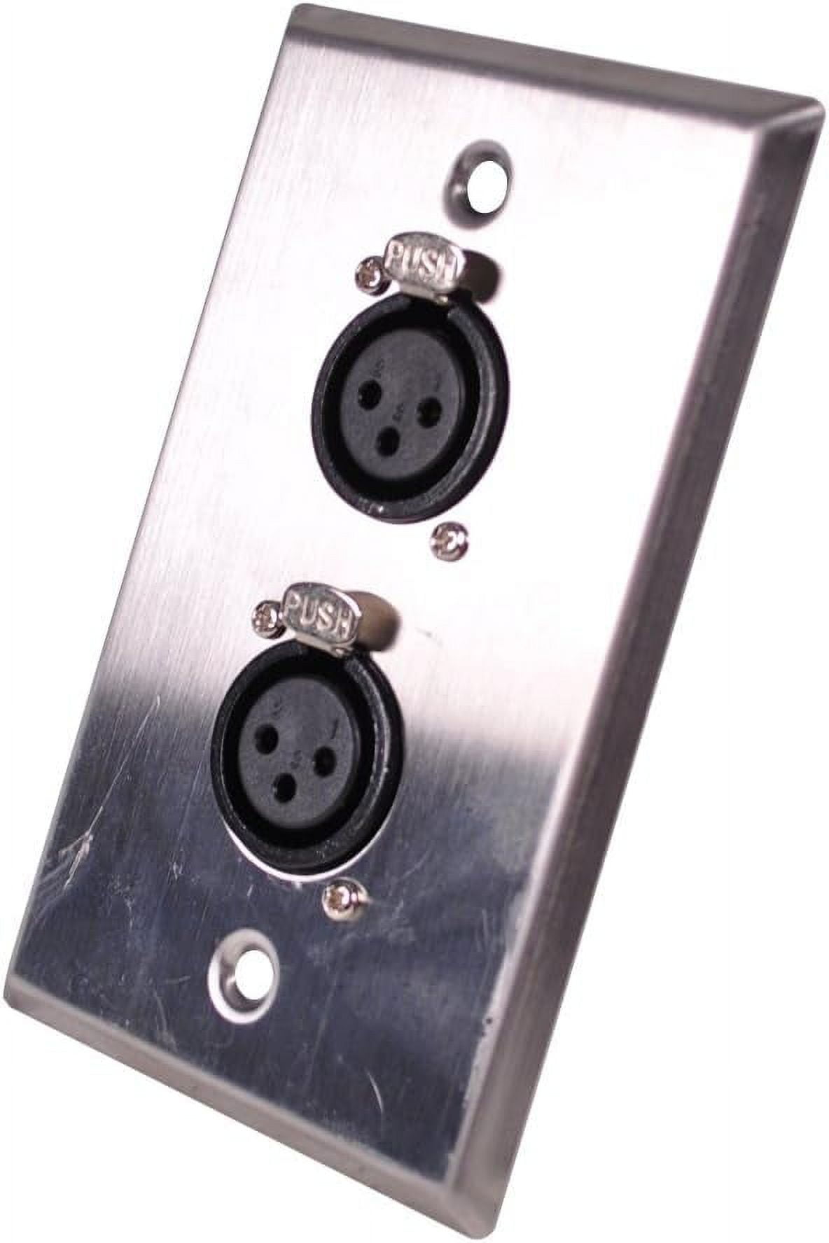 Speakers Dual XLR Female Connectors, Stainless Steel Wall Plate