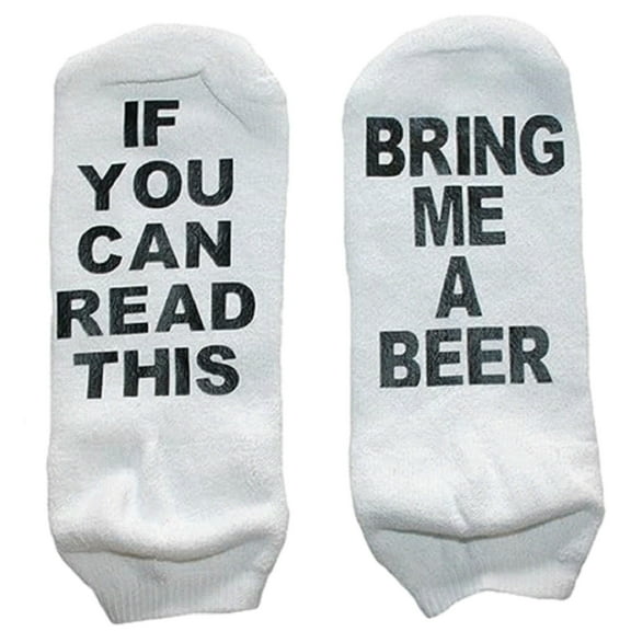 If You Can Read This Men's Ankle Socks & Can Holder Gift Set - White/Black (Sock Size: 9-11)