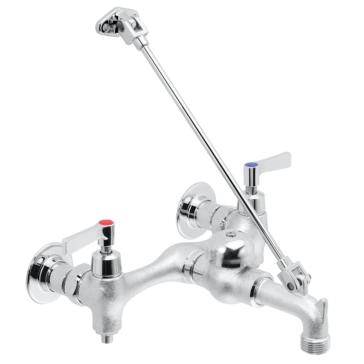 Commander Chrome Wall Mount Utility Sink Faucet with Cross Handles