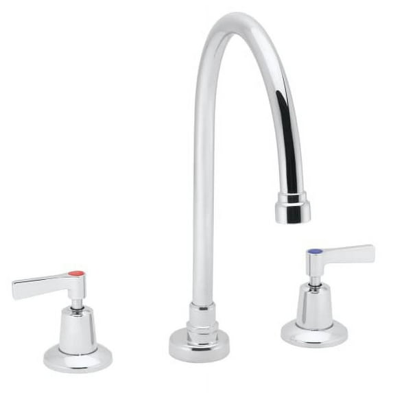 Speakman Commander Widespread 8 in. Gooseneck Lavatory Faucet with Lever Handles, Less Drain, Polished Chrome