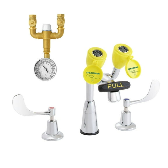 Speakman Eyesaver Classic SEF-1800-CA-TW Faucet with Eyewash TMV, 14.50 x 13.50 x 24.50 inches, Polished Chrome