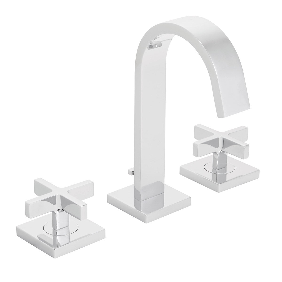 Lura Modern Polished Chrome Widespread Bathroom Faucet with Cross Handles