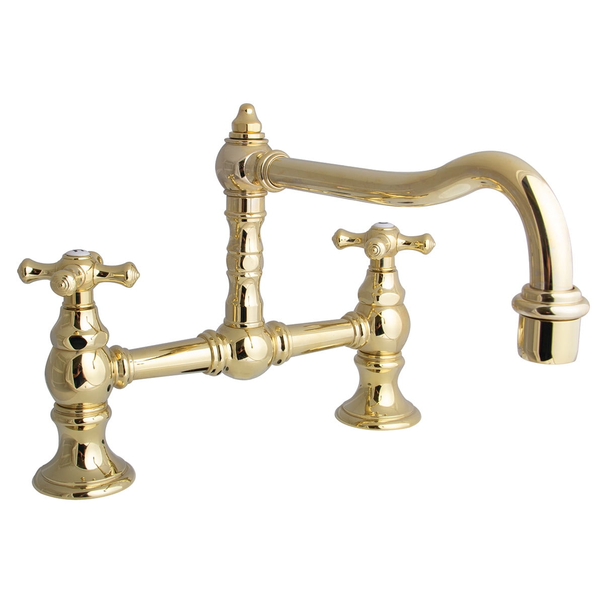 Polished Brass Double Handle Swivel Kitchen Faucet