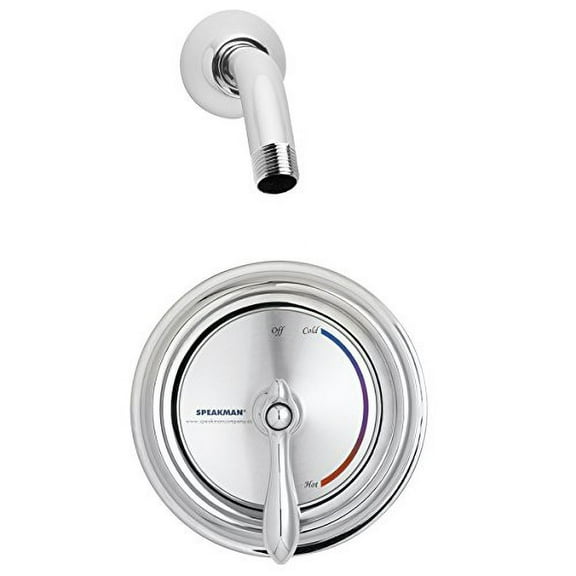Speakman SM-3010-IS-LH Sentinel Mark Ii Pressure Balance Valve and Trim with Shower Arm and Flange, Polished Chrome