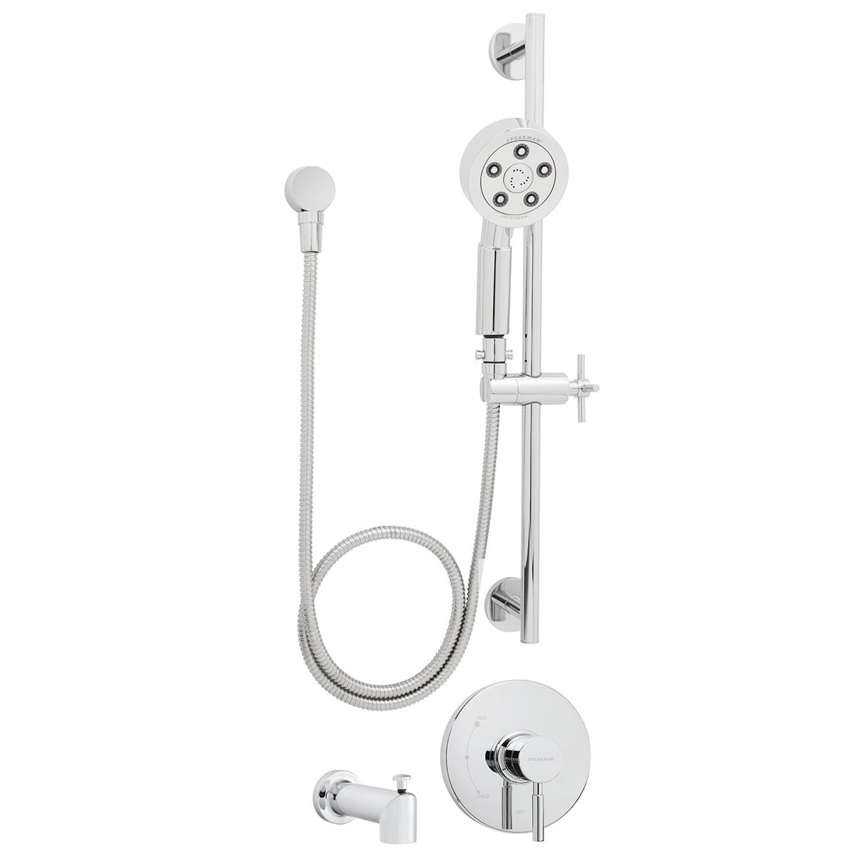 Neo Modern Chrome Handheld Shower Set with Adjustable Slide Bar