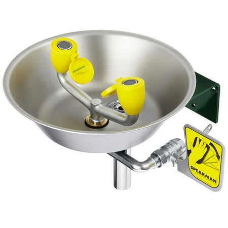 Speakman Traditional Series SE-582 Wall Mounted Eyewash with Stainless Steel Bowl, 3.2 gpm