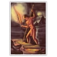 thumbnail image 1 of Spear Fisherman (Lawaiʻa) - Night Fishing with a Kukui-nut Torch - Vintage Hawaiian Airbrush Art by Ted Mundorff c.1940s - Master Art Print (Unframed) 13in x 19in, 1 of 4