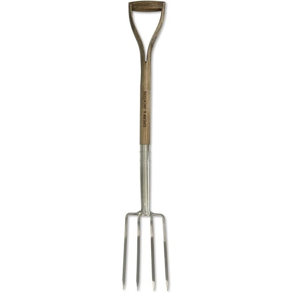 Spear & Jackson Traditional Stainless Steel Border Fork, Durable Heavy Duty Garden Tool, Ideal for Aerating Weeding and Digging, Comfortable Wooden Handle