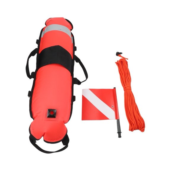 Spearfishing Float Dive Marker Buoy with Scuba Diver Down Flag, 210D Nylon High Visibility Safety Gear for Scuba Diving and Snorkeling, Includes 25m Rope and Storage Space, Yellow