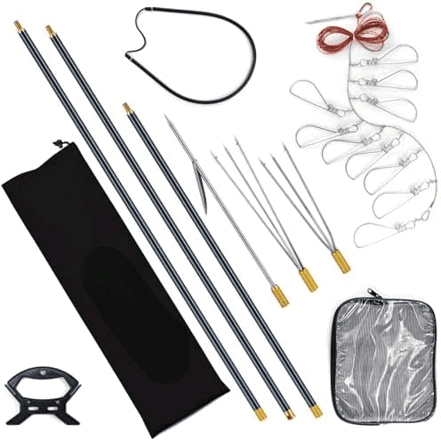 Spearfishing Kit 6'5" Fiberglass 3-Piece Hawaiian Sling Pole Spear Paralyzer 3 Tips Set Stainless Steel Fishing Stringer Harpoon Travel Bag$$Sport & Recreation Other