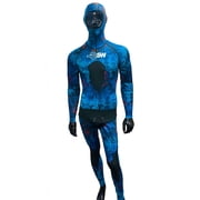 Spearfishing World 1mm Stretch Neoprene 2-piece Wetsuit for Men Blue Camouflage Hooded Jacket, Loading Pad for Speargun, SCUBA Freediving, Spearfishing, Snorkeling or Swimmming
